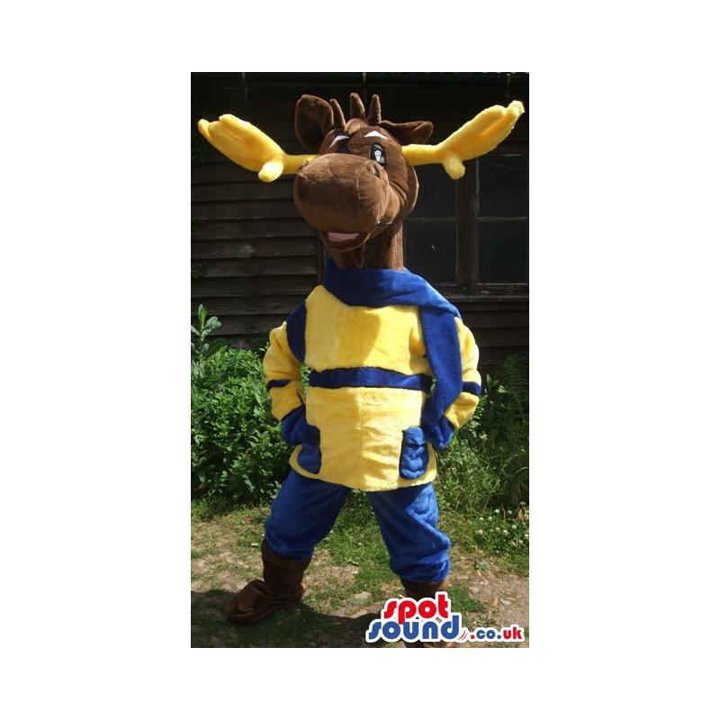 A naughty cute reindeer with yellow and blue costume - Custom