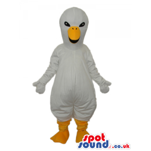 White Bird Plush Mascot With A Long Yellow Beak And Legs -