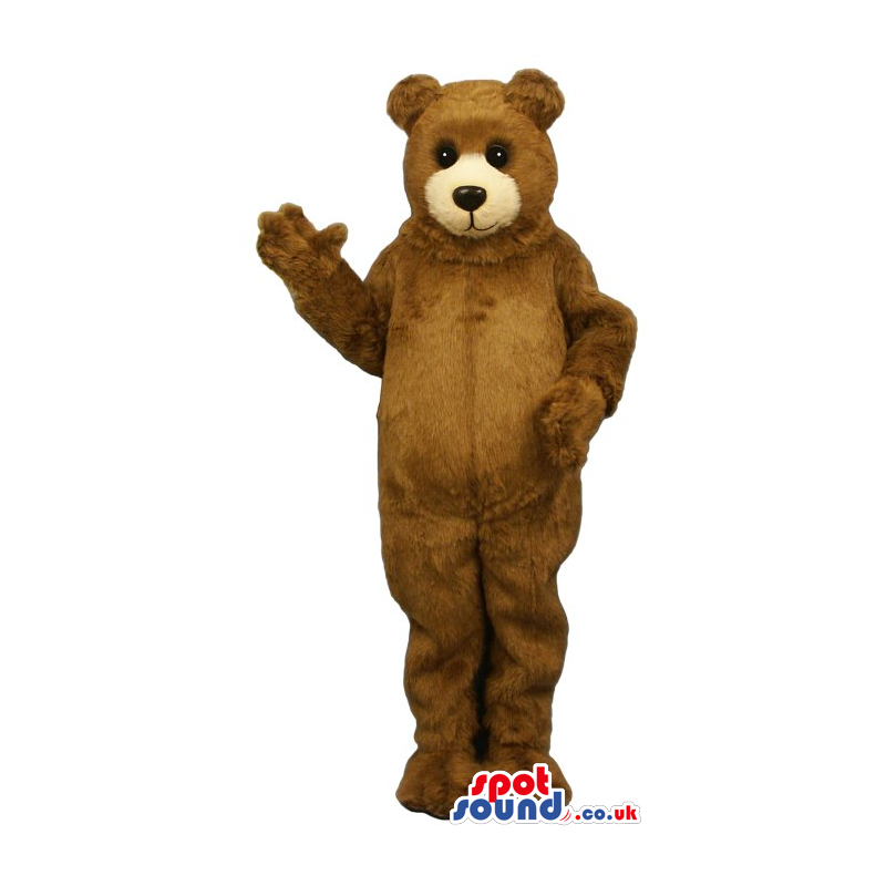 Classic Cute Big Brown Teddy Bear Plush Mascot With Beige Face