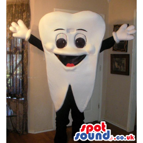 Customizable White Tooth Mascot With A Smiling Face - Custom