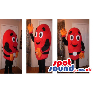 Red And Black Cute Creature Plush Mascot With A Belt - Custom