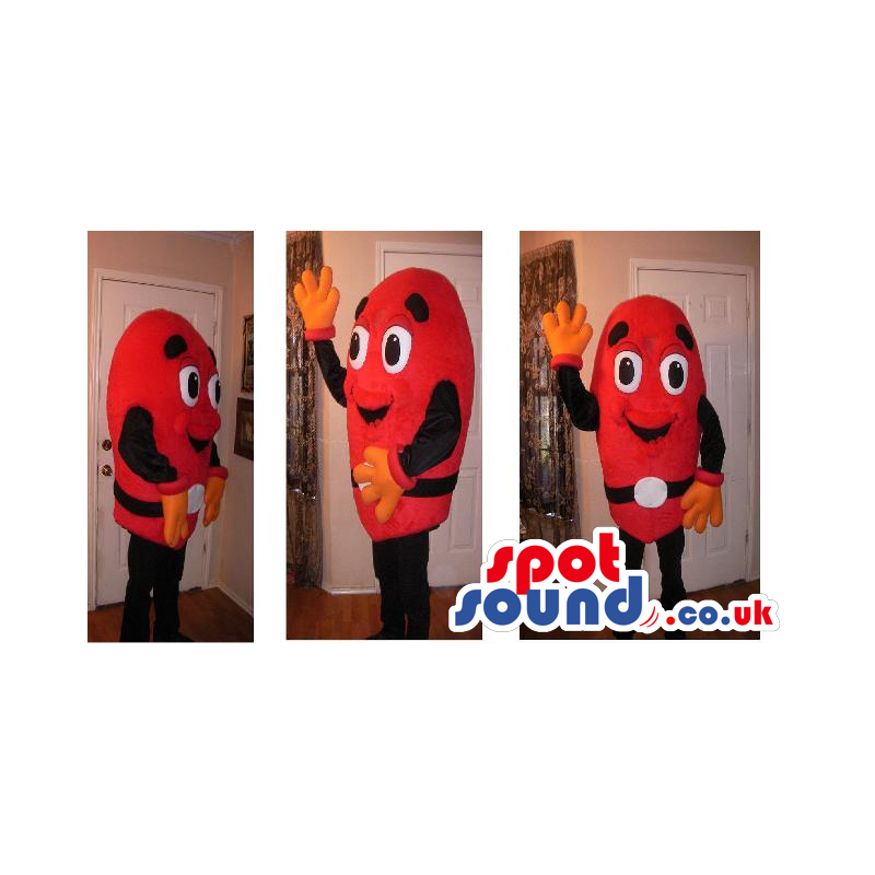 Red And Black Cute Creature Plush Mascot With A Belt - Custom