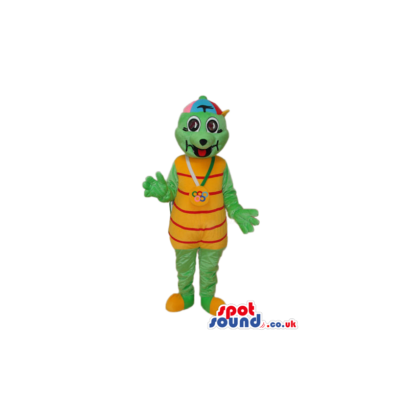 Olympic Games Green And Yellow Alligator Plush Mascot - Custom