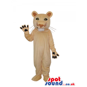 Cute Beige Wildcat Animal Plush Mascot With Round Ears - Custom