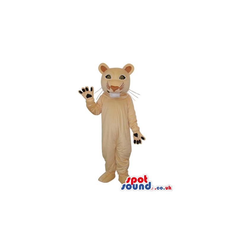 Cute Beige Wildcat Animal Plush Mascot With Round Ears - Custom