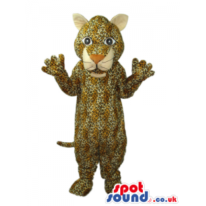 Cute Beige Wildcat Animal Plush Mascot With A Pattern. - Custom
