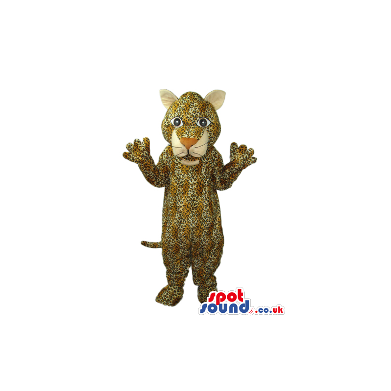 Cute Beige Wildcat Animal Plush Mascot With A Pattern. - Custom