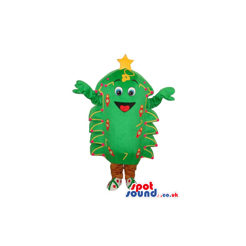 Cute Christmas Tree Plush Mascot With And Decorations - Custom