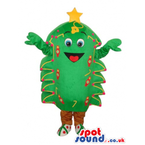 Cute Christmas Tree Plush Mascot With And Decorations - Custom