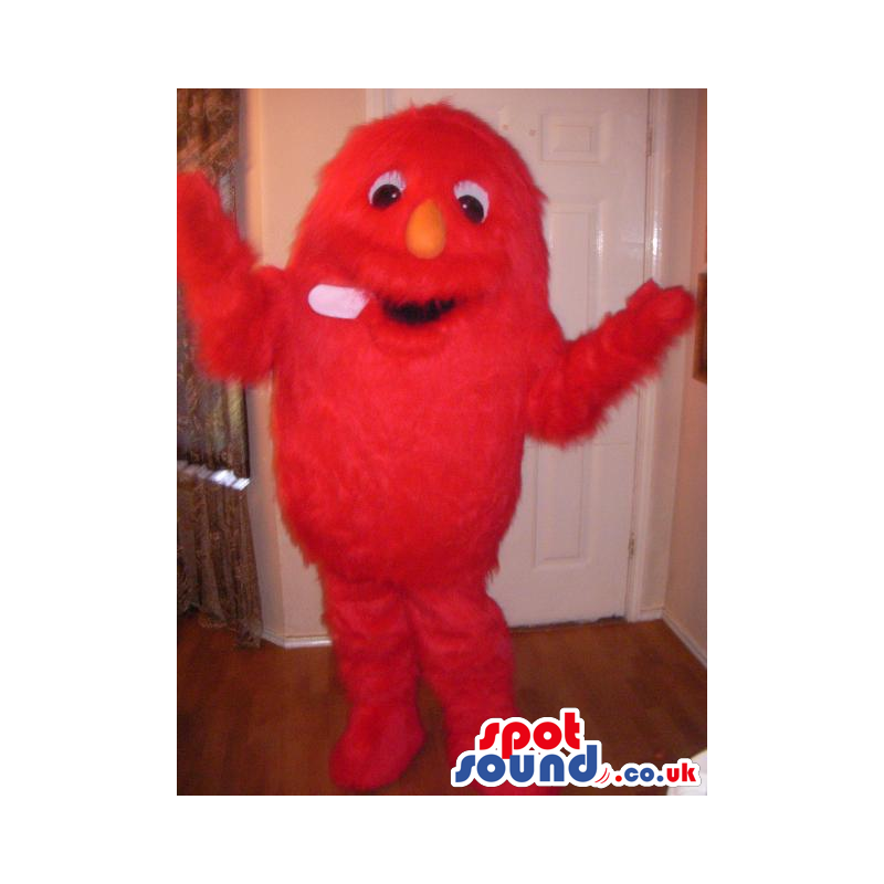 Hairy Red Monster Plush Mascot With An Orange Nose - Custom