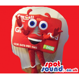 Red Credit Card Plush Mascot With Logo And Funny Face - Custom