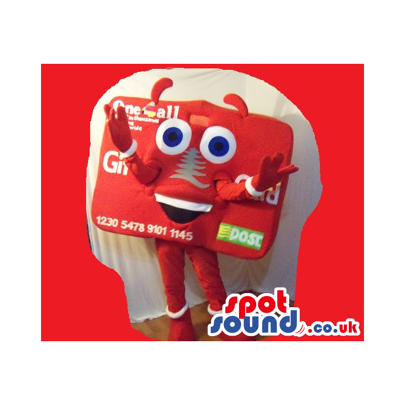 Red Credit Card Plush Mascot With Logo And Funny Face - Custom