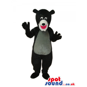 Black Bear Plush Mascot With A Grey Belly And Red Nose - Custom