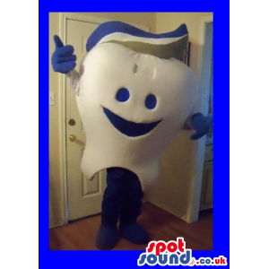 Customizable White Tooth Mascot With Blue Toothpaste - Custom