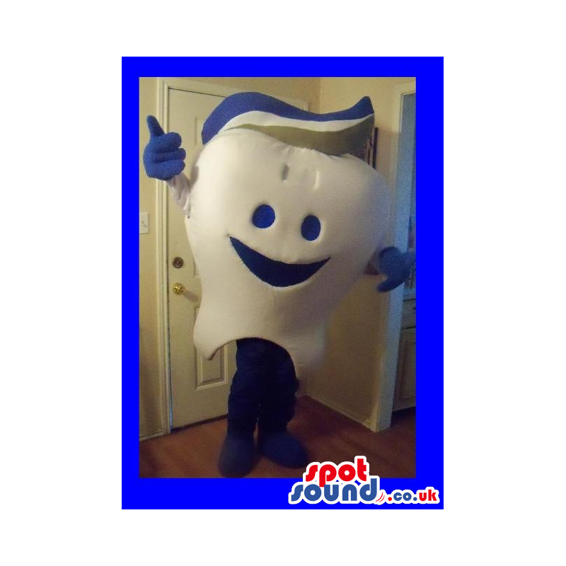 Customizable White Tooth Mascot With Blue Toothpaste - Custom