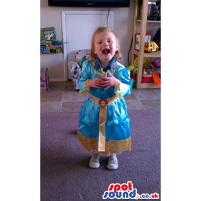Cute Blue And Golden Princess Dress Children Size Costume -