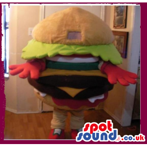 Customizable Burger Mascot With No Face And Many Ingredients -