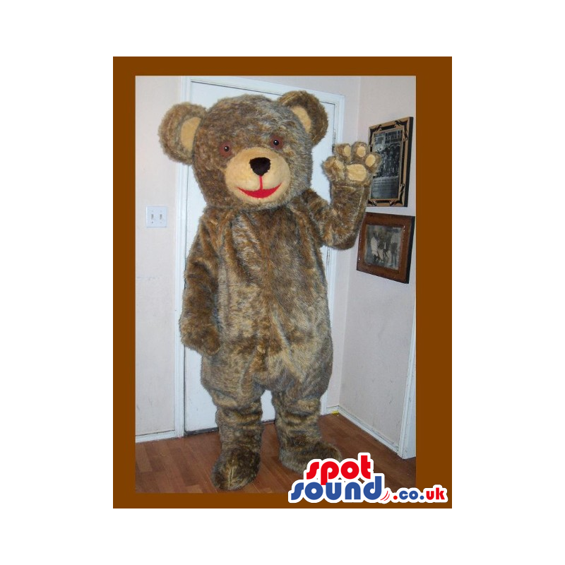 Customizable Grey Teddy Bear Plush Mascot With Beige Face -