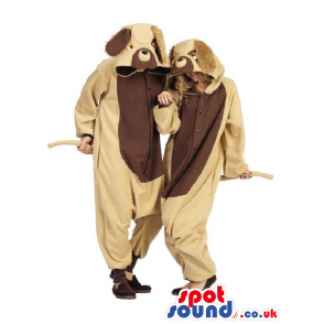 Fantastic Two Beige Dog Adult Costumes With Brown Bellies -