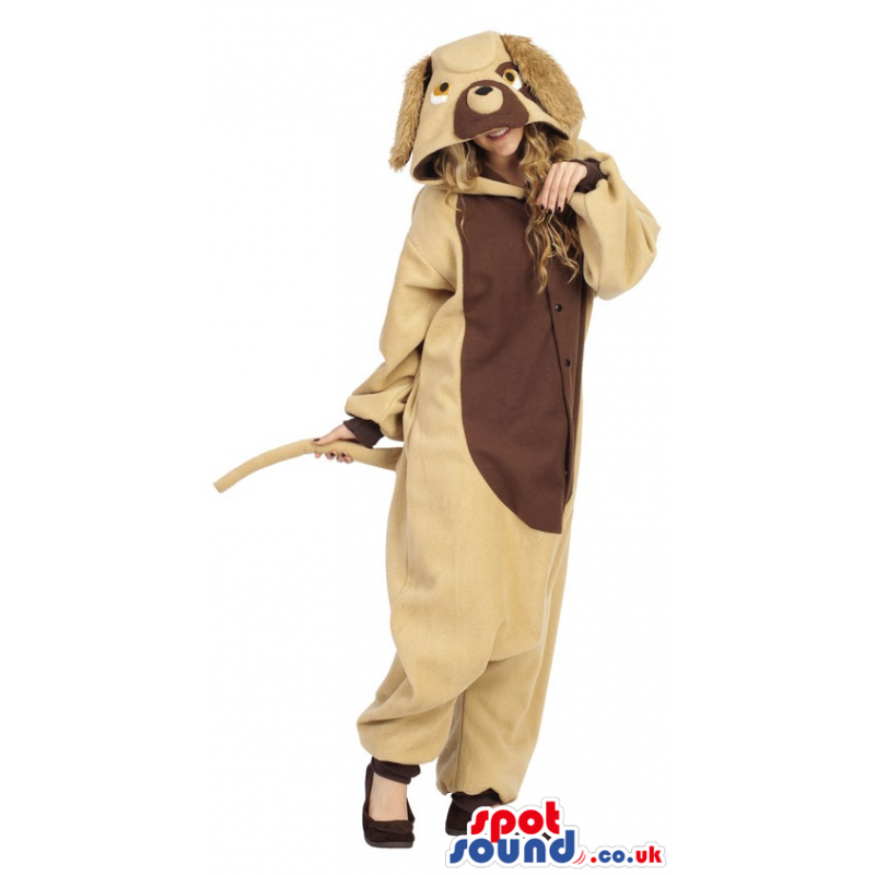 Fantastic Beige Dog Adult Costume With A Brown Belly. - Custom