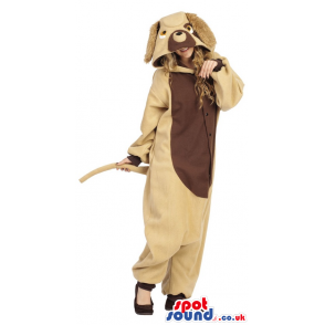 Fantastic Beige Dog Adult Costume With A Brown Belly. - Custom