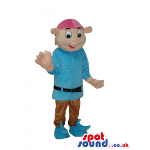 Boy Character Mascot Wearing Medieval Blue Garments - Custom