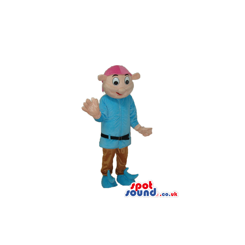 Boy Character Mascot Wearing Medieval Blue Garments - Custom