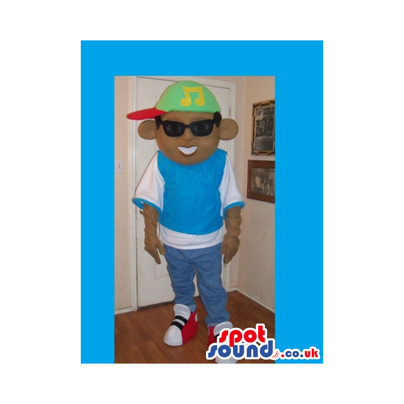 Boy Mascot Wearing Street Wear Garments And Sunglasses - Custom