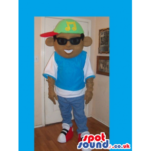 Boy Mascot Wearing Street Wear Garments And Sunglasses - Custom
