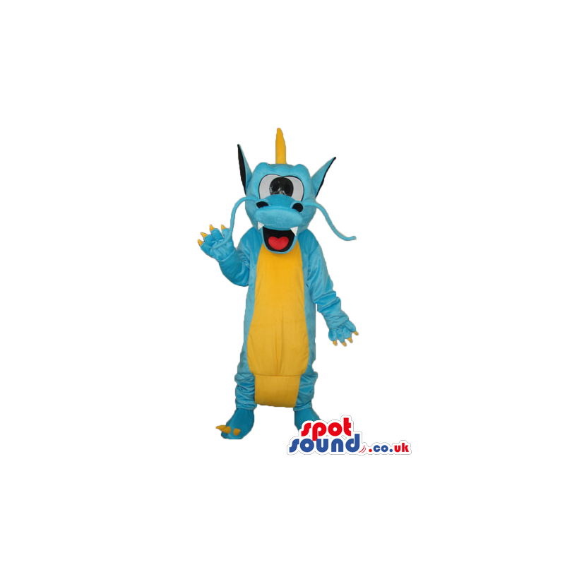 Exotic Blue Dragon Plush Mascot With A Yellow Belly - Custom