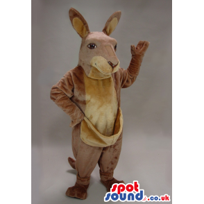 All Beige Kangaroo Plush Animal Mascot With A Pocket - Custom
