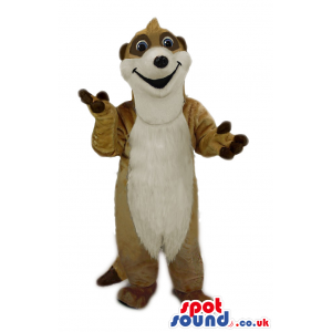 Cute Brown Otter Animal Plush Mascot With A Long White Belly -