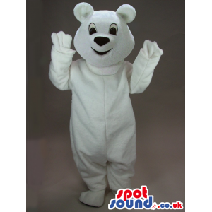 Cute All White Bear Animal Plush Mascot With Round Ears -
