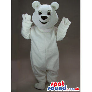 Cute All White Bear Animal Plush Mascot With Round Ears -