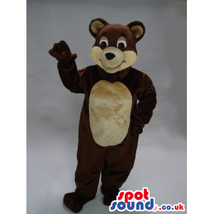 Dark Brown And Beige Bear Animal Plush Mascot With Round Ears -