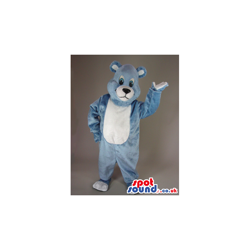 Blue And White Bear Animal Plush Mascot With Round Ears -
