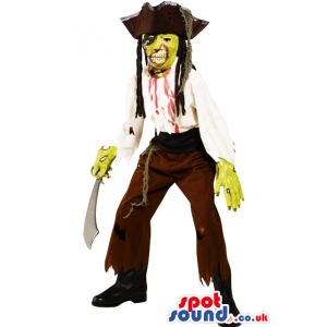 Fantastic Zombie Pirate Horror Adult Costume With A Sword -