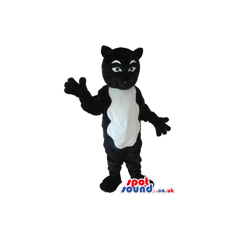 Black And White Exotic Cat Plush Mascot With A White Belly -