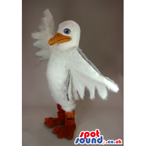 Customizable All White Bird Plush Mascot With Big Wings -