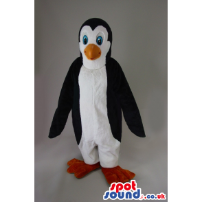 Cute Penguin Animal Plush Mascot With Blue Small Eyes - Custom