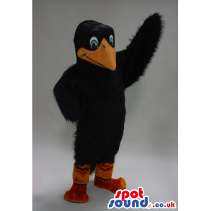 Soft Black Bird Plush Mascot With An Orange Beak - Custom