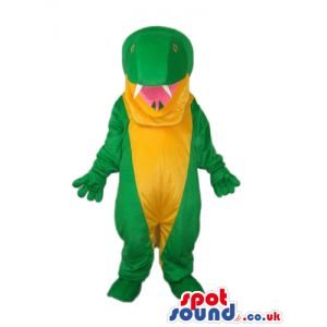 Cute Green Alligator Animal Mascot With A Yellow Belly - Custom