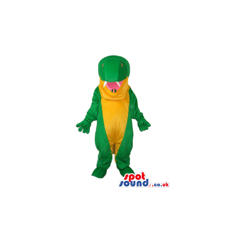 Cute Green Alligator Animal Mascot With A Yellow Belly - Custom