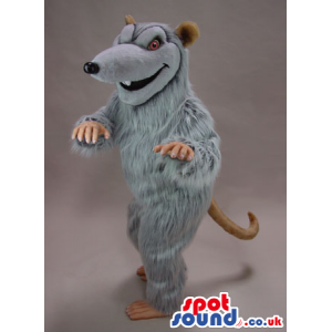 Grey Hairy Rat Animal Plush Mascot With Angry Face - Custom