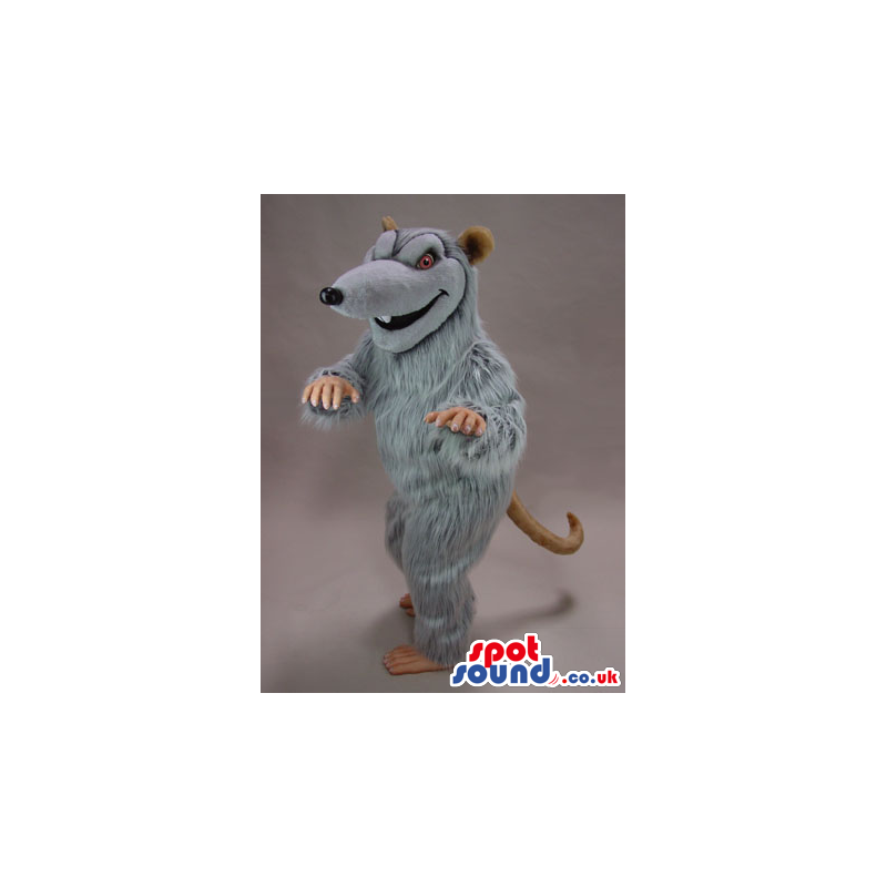 Grey Hairy Rat Animal Plush Mascot With Angry Face - Custom