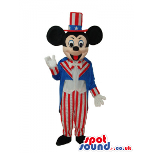 Mickey Mouse Disney Character With American Flag Clothes -