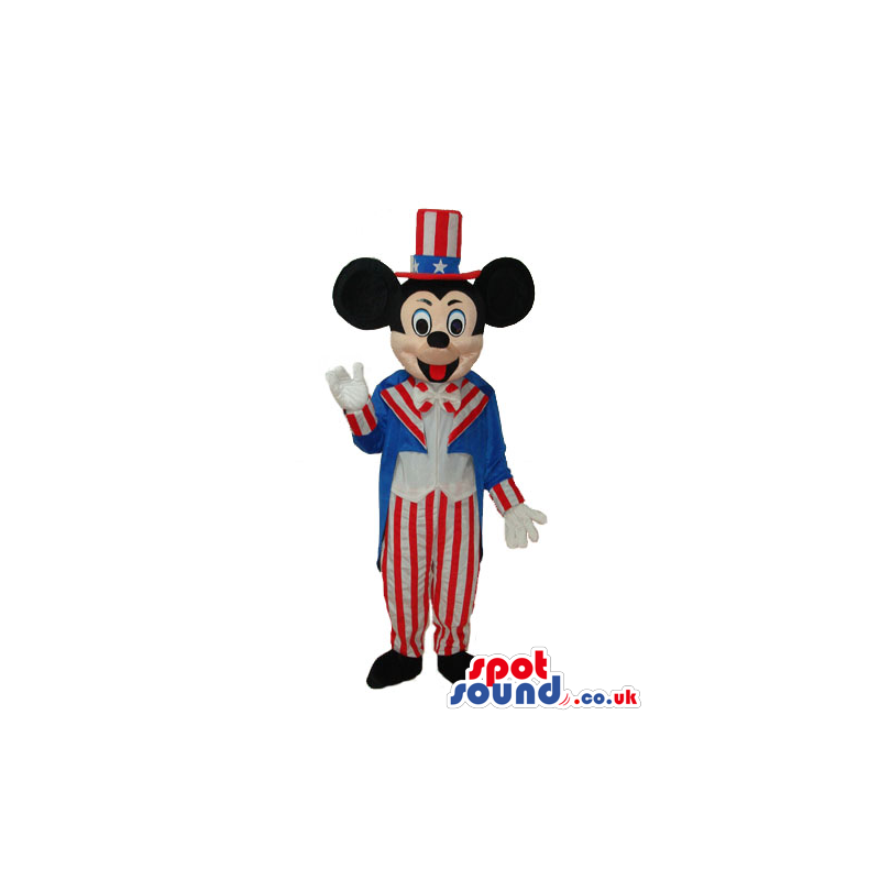 Mickey Mouse Disney Character With American Flag Clothes -