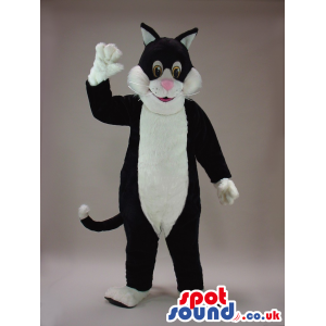 Cute Big Black Cat Plush Mascot With A White Belly - Custom