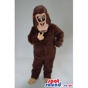 Brown Chimpanzee Animal Plush Mascot With Comical Face - Custom