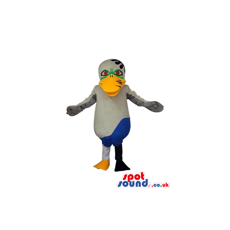 Cartoon Fantasy Blue And Grey Duck Bird Plush Mascot - Custom